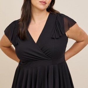 NWT Torrid Mesh Ruffle Sleeve Black Top